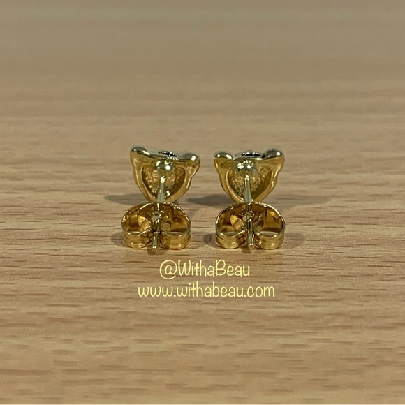 Black and Gold Tone Panther Cat Earrings - Challa - Picture 2 of 3